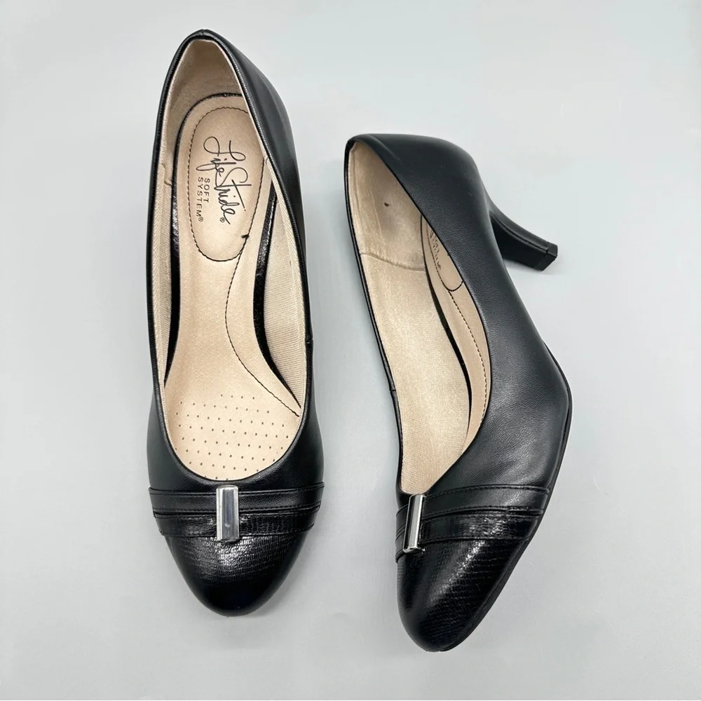 Life Stride Black Flats with Silver Accent